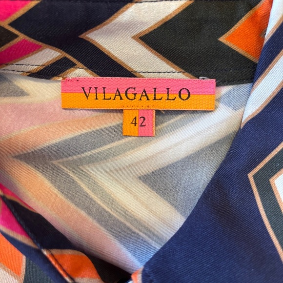 Vilagallo Exclusive Geometric Print Shirt SZ 42 EU Fits LG US Colorful Retro - Picture 6 of 6